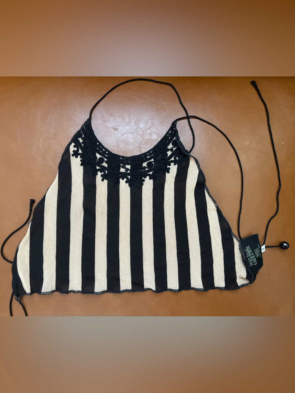 Jean Paul Gaultier Black and Cream Striped Halter Camisole